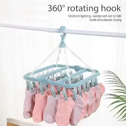 Plastic Square Cloth Drying Stand Hanger – 28 Clips ( default, OS )